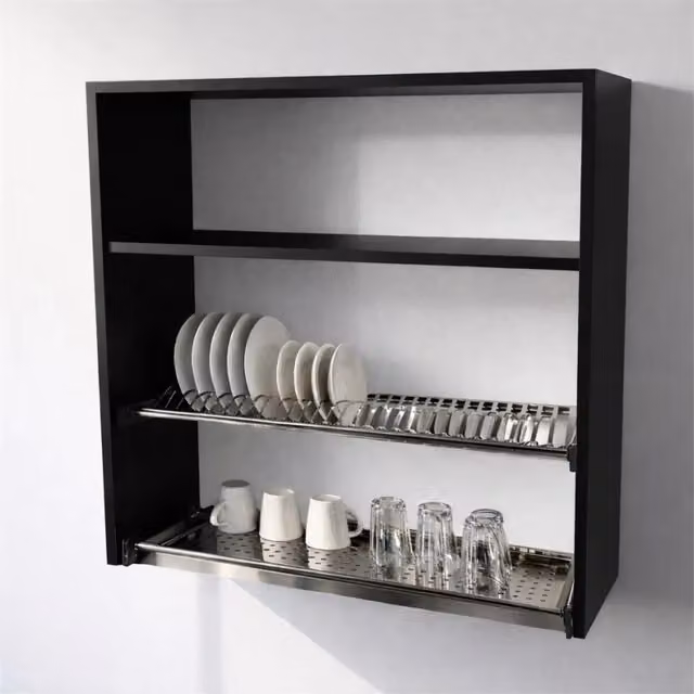 Calandrelli Pensile Scolapiatti Nero H 90 x L 80 x P 33 cm