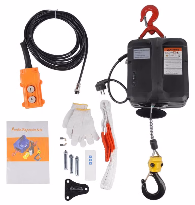 Verricelli elettrici - Verricello elettrico 3-in-1, 1500 W - Capacità di sollevamento: 500 kg - Portatile - Con telecomando