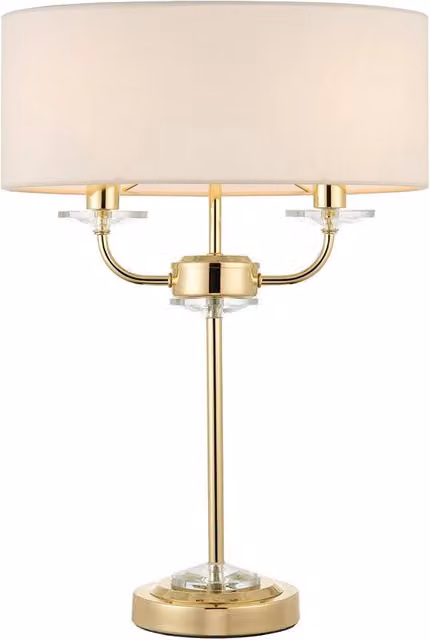 Lampada da tavolo doppia ottone con paralume 2xE14 Nixon