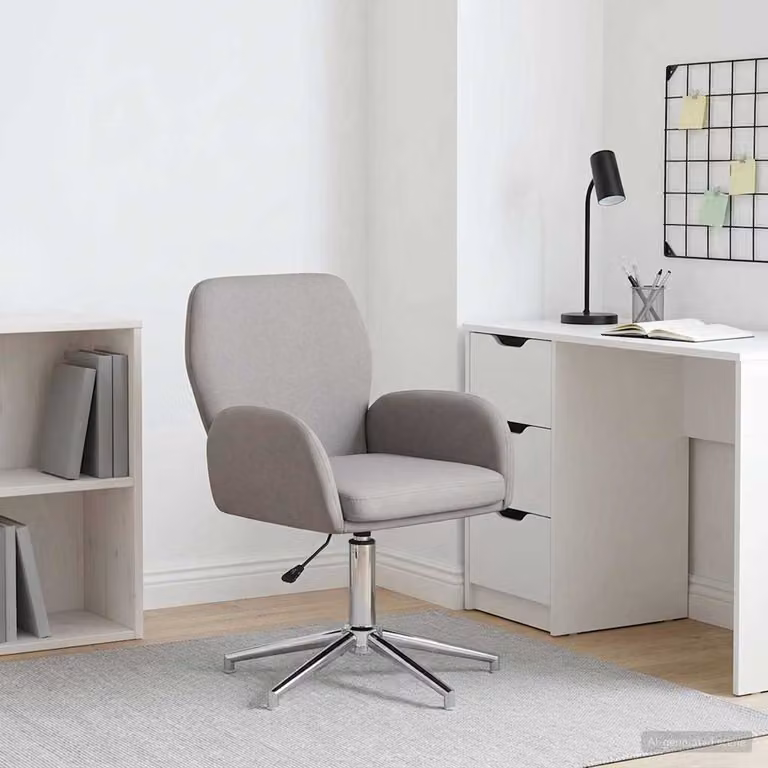 Sedia da scrivania girevole vidaXL in tessuto beige, L 54 x P 58 x H 90 cm