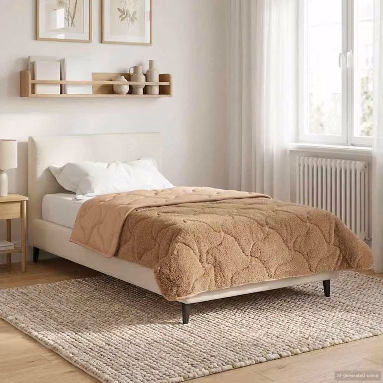 Piumone Completo Annuale vidaXL in Microfibra Traspirante e Reversibile, Beige e Grigio, L 135 x P 200 cm