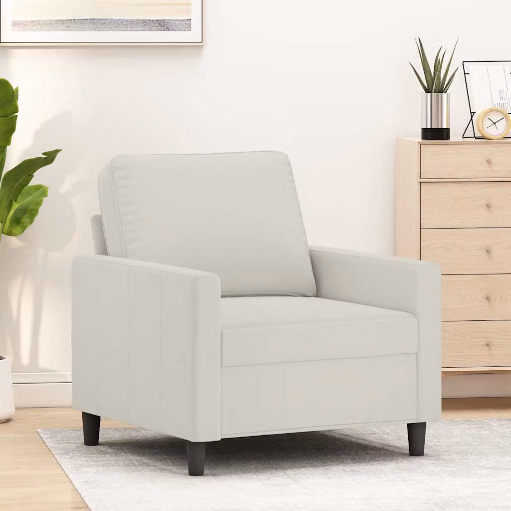 Poltrona moderna vidaXL in velluto beige con braccioli e struttura in metallo