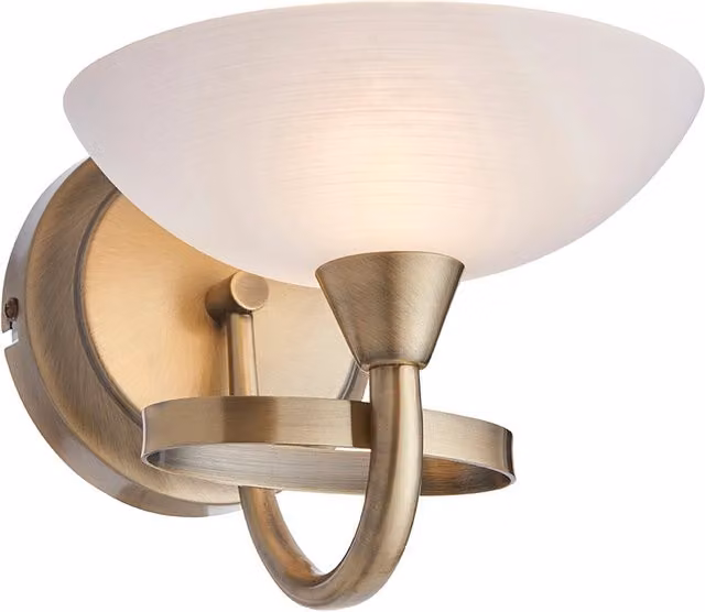 Applique Endon Cagney in ottone anticato e vetro bianco con attacco G9