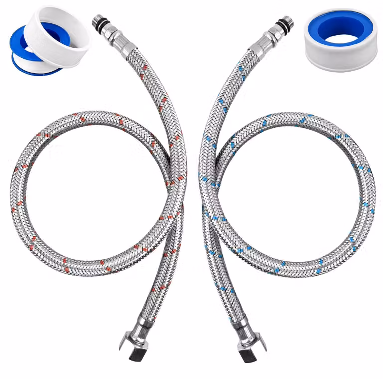 Tubo flessibile G3/8 x M10, 2 pezzi, 60 cm, acciaio inossidabile