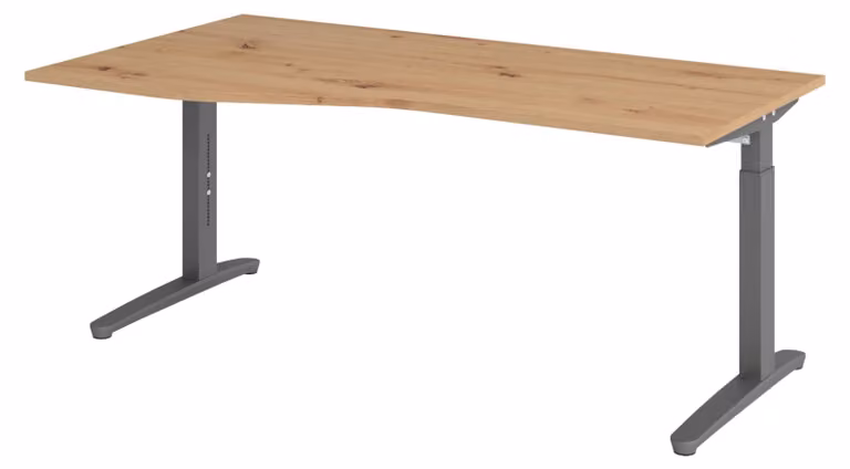 Scrivania bümö Serie XB - Decorazione: rovere nodoso, struttura: grafite, dimensioni: 180 x 100 cm