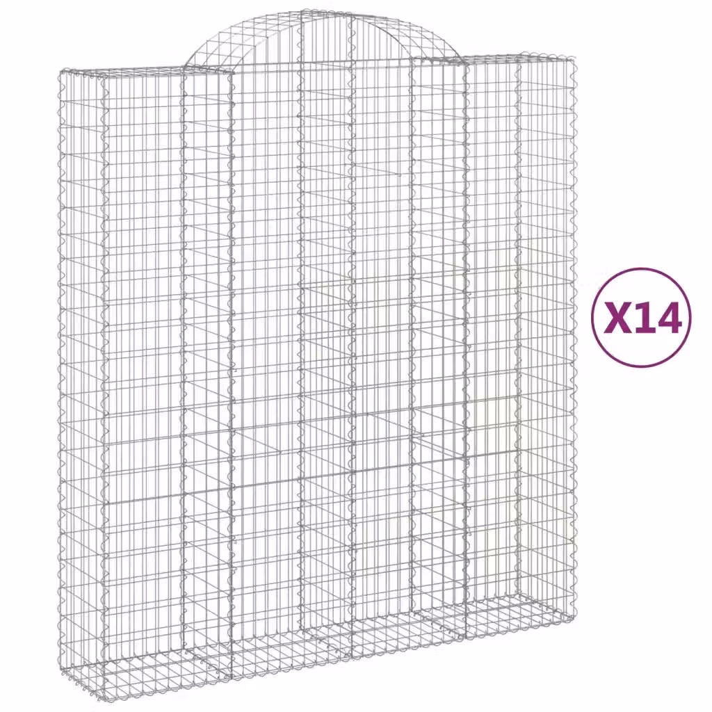 Set di 14 Cesti Gabbioni ad Arco Videx in Acciaio Zincato Colore Argento L: 200 cm, P: 50 cm, H: 220/240 cm – 2