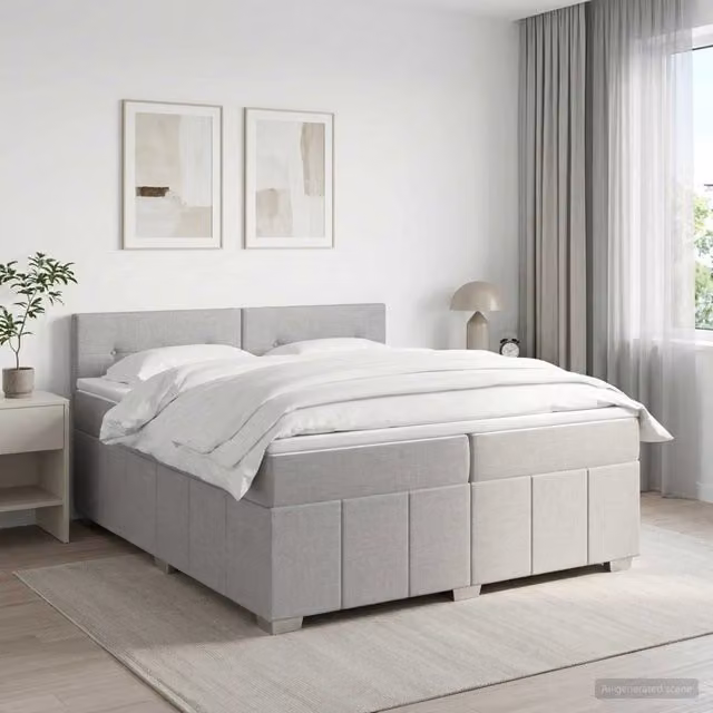 Letto Box Spring vidaXL con Materasso a Molle Insacchettate e Illuminazione LED sotto il letto, Grigio e Bianco, 200 x 200 cm