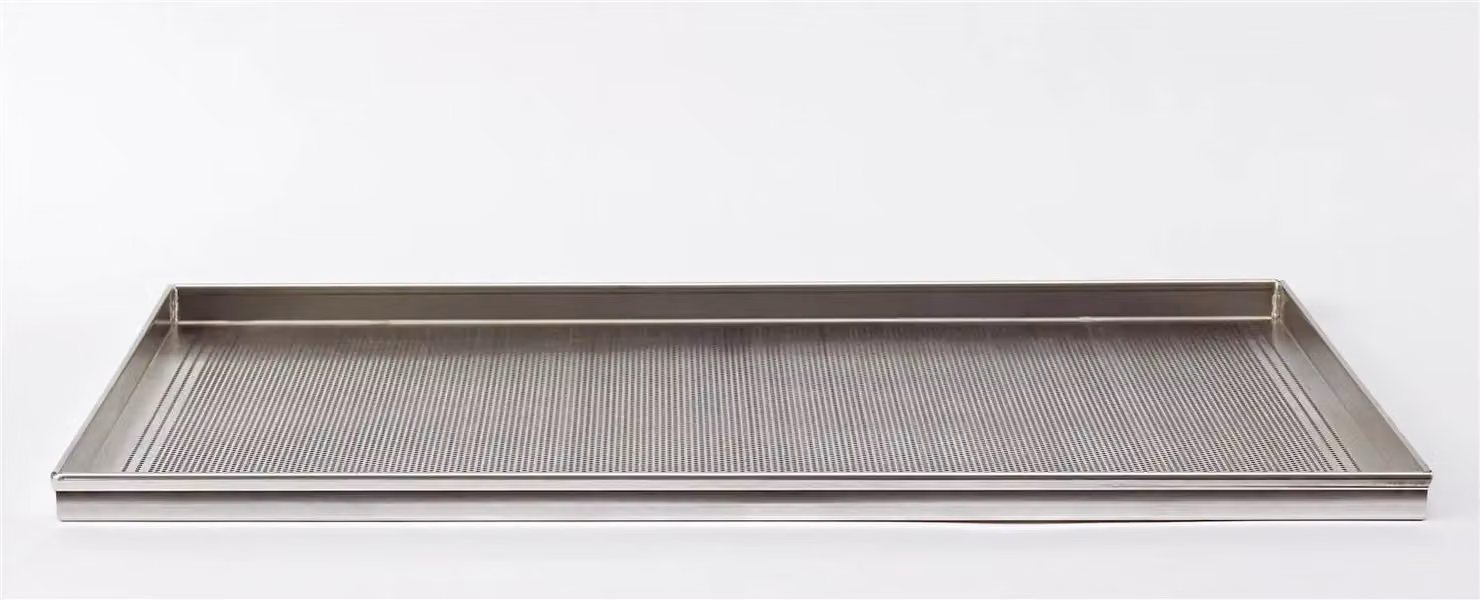 Teglia Rettangolare microforata (foro 2mm) lega alluminio 3004, dim.80x60cm