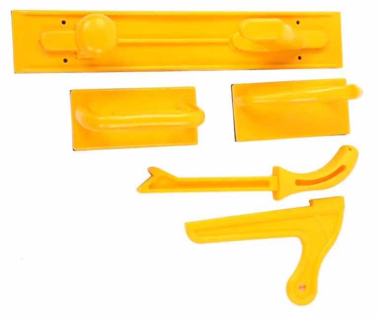 Kit di sicurezza per spinta – 5 pezzi per la lavorazione del legno – Materiale plastico resistente – Adatto per sega da banco e fresatrice – Protezione per la sicurezza – Utensili per la lavorazione del legno