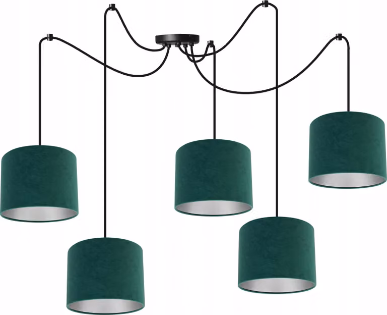 Lampada a sospensione, lampadario da soffitto, cromo, paralume in velluto