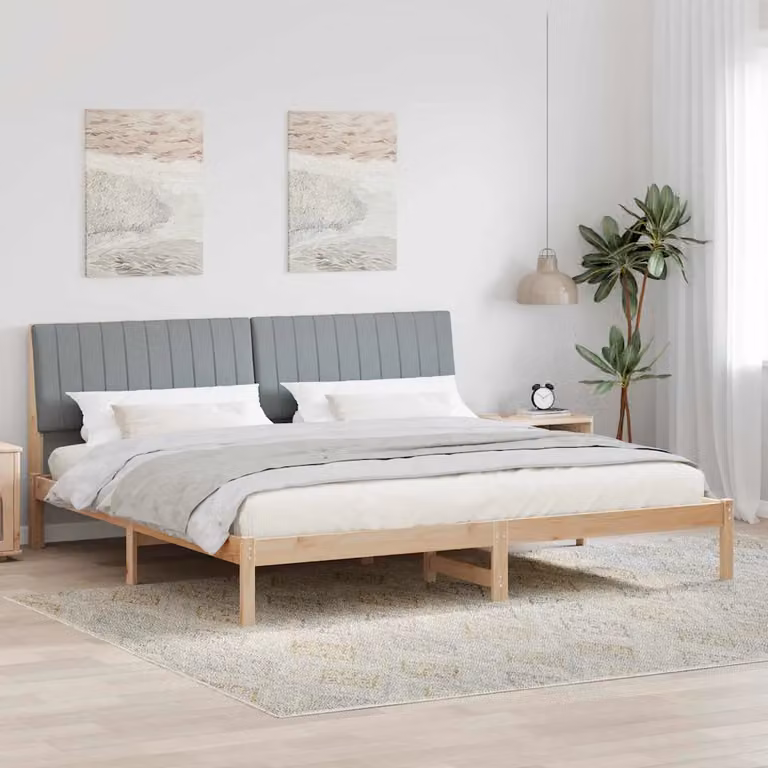 Struttura del letto moderna in pino massello vidaXL colore marrone 200 x 200 cm