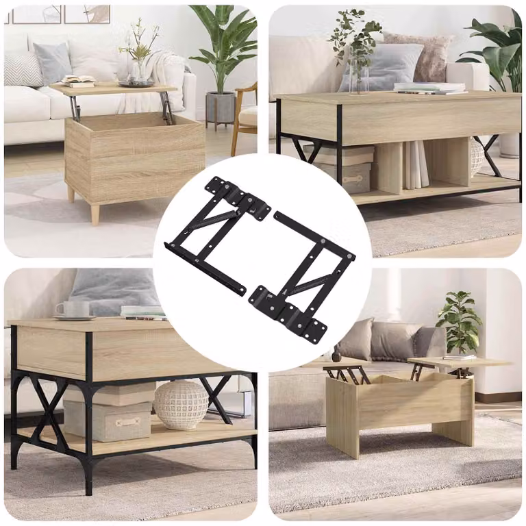 Set di 2 meccanismi di sollevamento per letto vidaXL in acciaio, colore nero, dimensioni: 340 x 95 x 40 mm