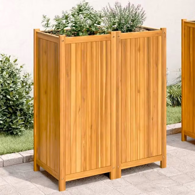 Fioriera da giardino Design Mania in legno di acacia marrone, L: 84 cm, P: 42 cm, H: 100 cm