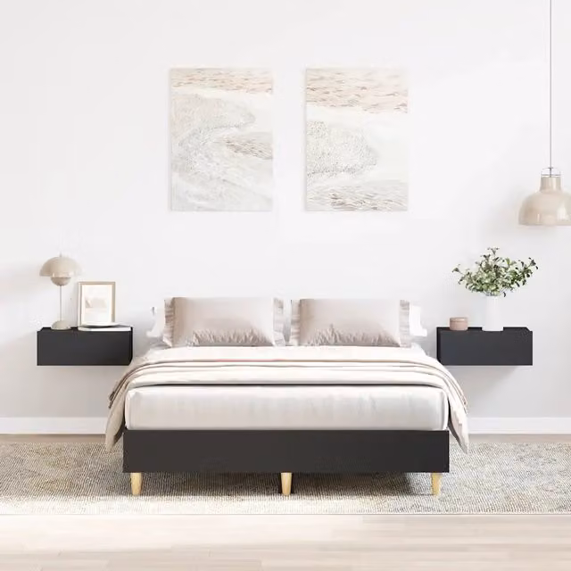 Giroletto vidaXL in legno multistrato nero con doghe piatte senza materasso L: 138 cm, P: 193 cm, H: 25 cm – 1