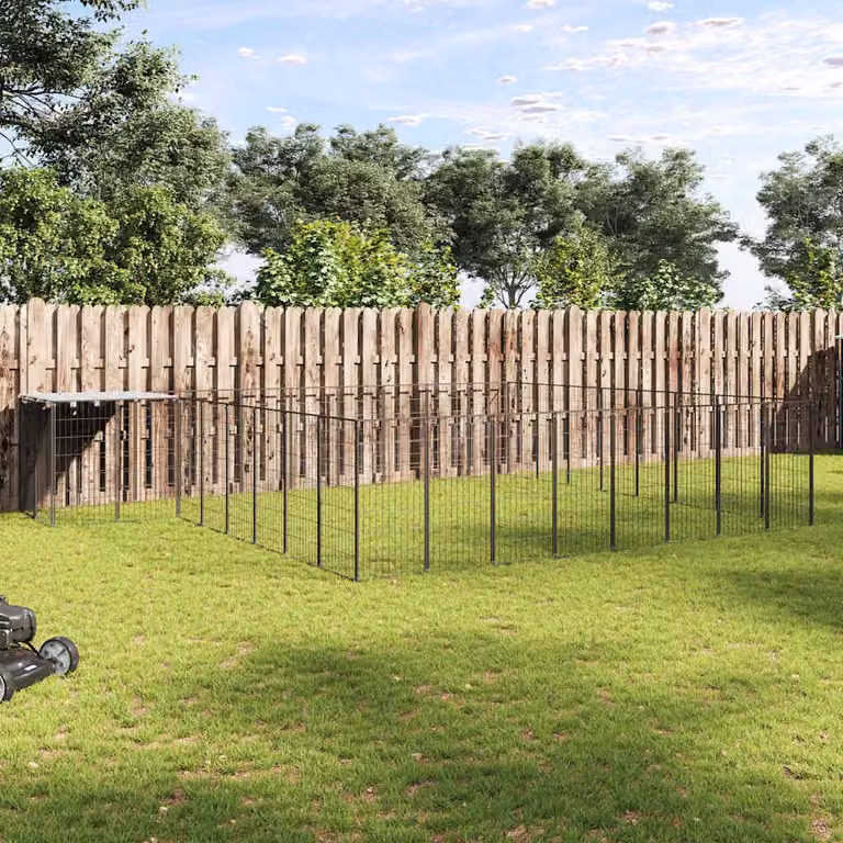 vidaXL Gabbia per Cani in Acciaio Nera per Giardino