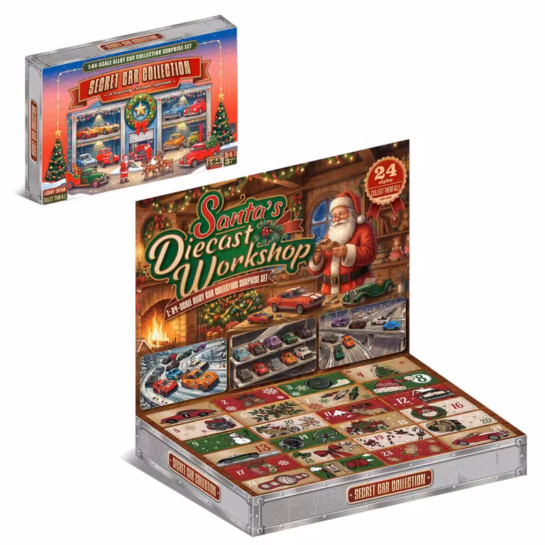Calendario dell'Avvento a tema giocattoli, calendario dell'Avvento auto per bambini, anno 2026, calendario natalizio per bambini, regalo