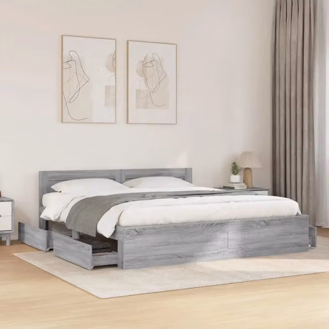 Giroletto Testiera Grigio Sonoma 200x200 cm Legno Multistrato 3295539