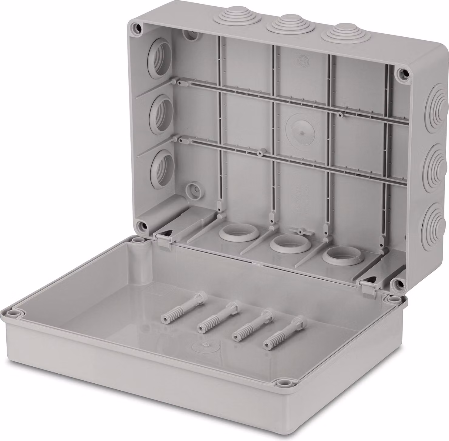 Scatola di derivazione, da incasso, grado di protezione IP55, dimensioni 300x220x120 mm, grigia