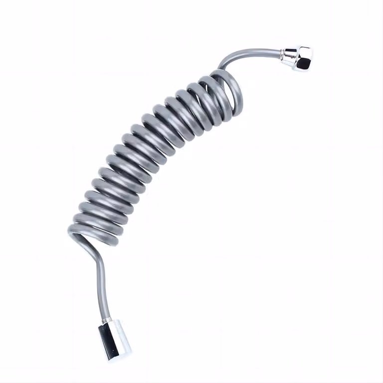 Tubo flessibile per doccia telescopico, 1,5m, G1/2, a spirale, per doccetta, bidet, lavandino, nebulizzatore, realizzato in materiale PU
