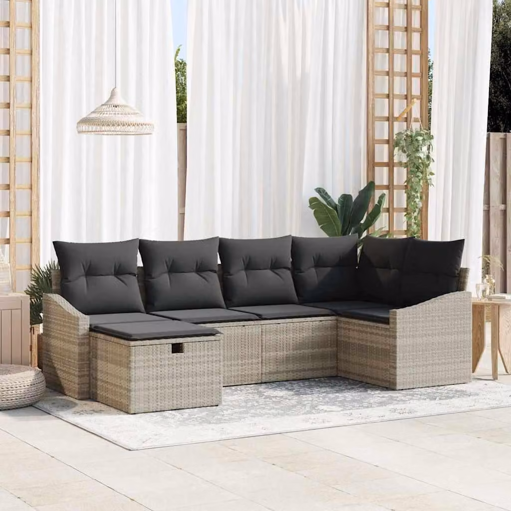 Maison Exclusive - Set di divani da esterno, 6 pezzi, in rattan sintetico