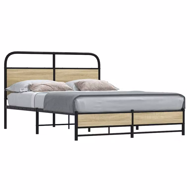 vidaXL Giroletto senza Materasso in Rovere Sonoma e Truciolato, Colore Marrone, L/P/H: 140 x 200 x 146 cm