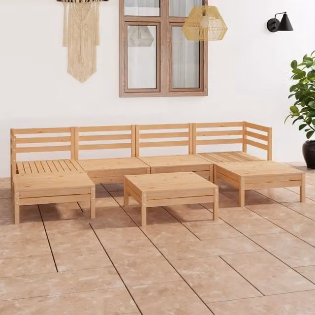 Set Salotto da Giardino 7 pz in Legno Massello di Pino 3083339