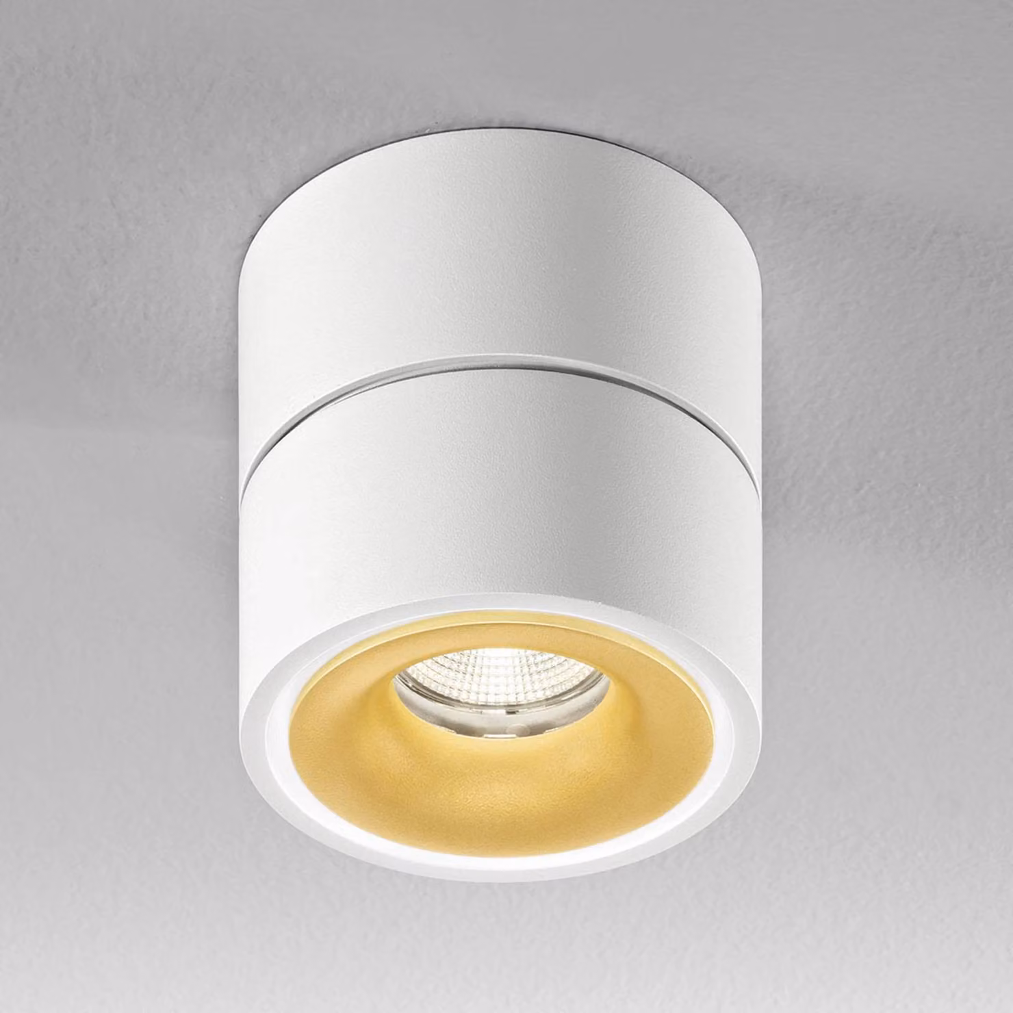 Egger Licht DLS Faretto da soffitto LED Clippo S, bianco-oro dimmerabile, Bianco / Opale, Studio / Ufficio, Alluminio, Moderno, Downlight