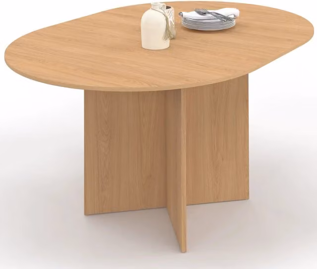 Tavolo da pranzo ovale allungabile IDMarket MARTHE per 4-8 persone, effetto faggio marrone e beige, L: 110-150 cm, P: 110 cm, H: 75 cm