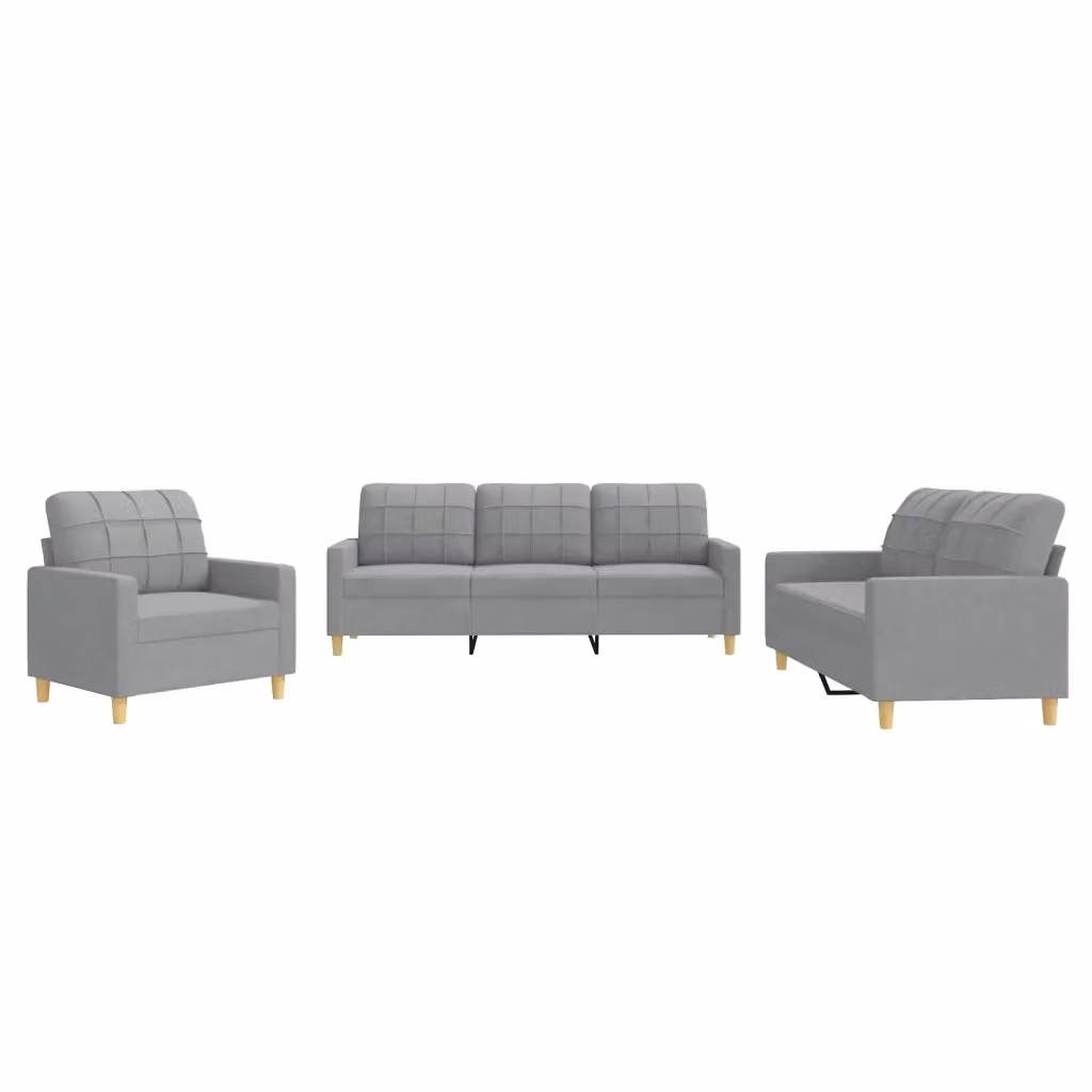 Set di divani moderno vidaXL in tessuto grigio composto da un divano a 3 posti e un divano a 2 posti con cuscini inclusi – 2
