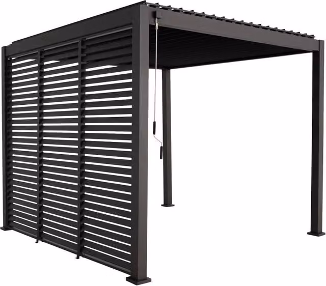 Pergola bioclimatica Sweeek in alluminio color antracite con lamelle orientabili L: 301 cm, P: 250 cm, H: 35 cm