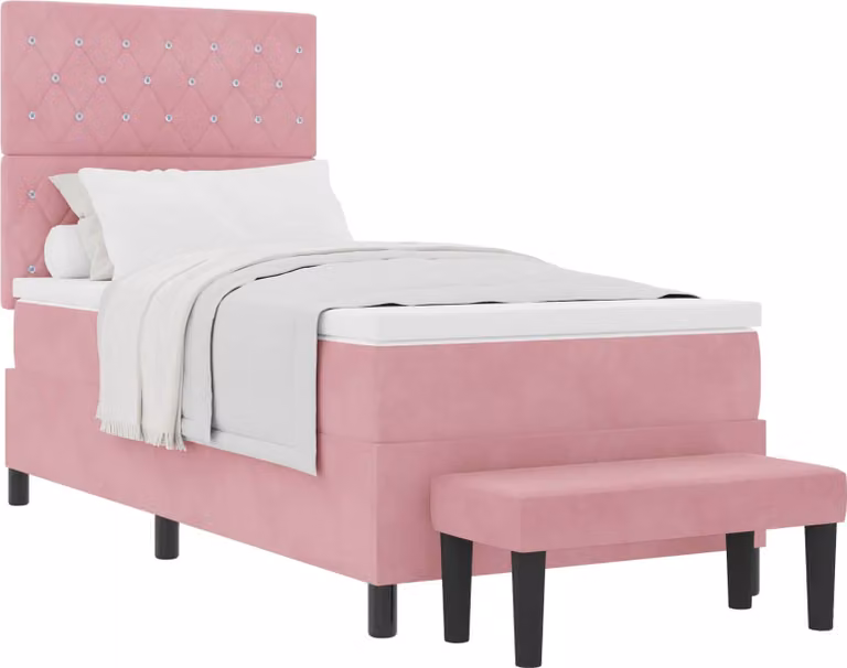 Letto a molle con testiera Rosa 200 x 100 cm Velluto