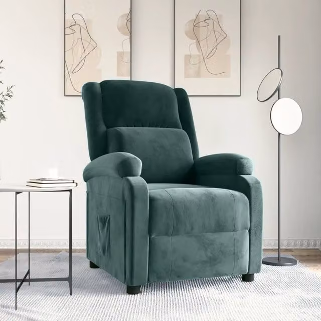 Poltrona Reclinabile Relax vidaXL in Velluto Verde con Braccioli e Regolazione Manuale