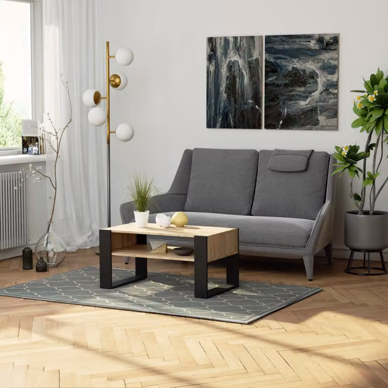 Tavolino funzionale DOMI da 92 cm con ripiano, in stile moderno