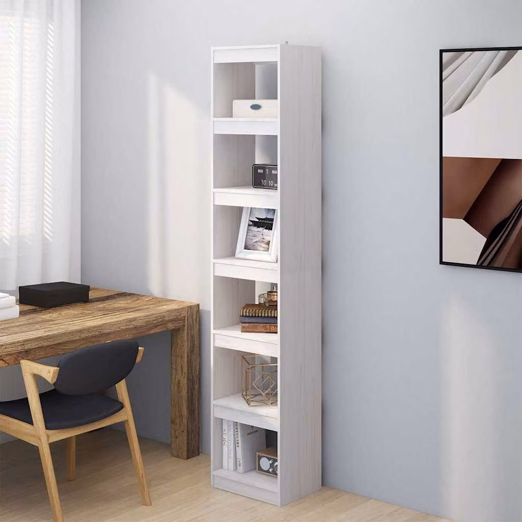 Libreria/Divisorio vidaXL in Legno Massello di Pino Bianco, Design Moderno, L 40 cm x P 30 cm x H 199 cm