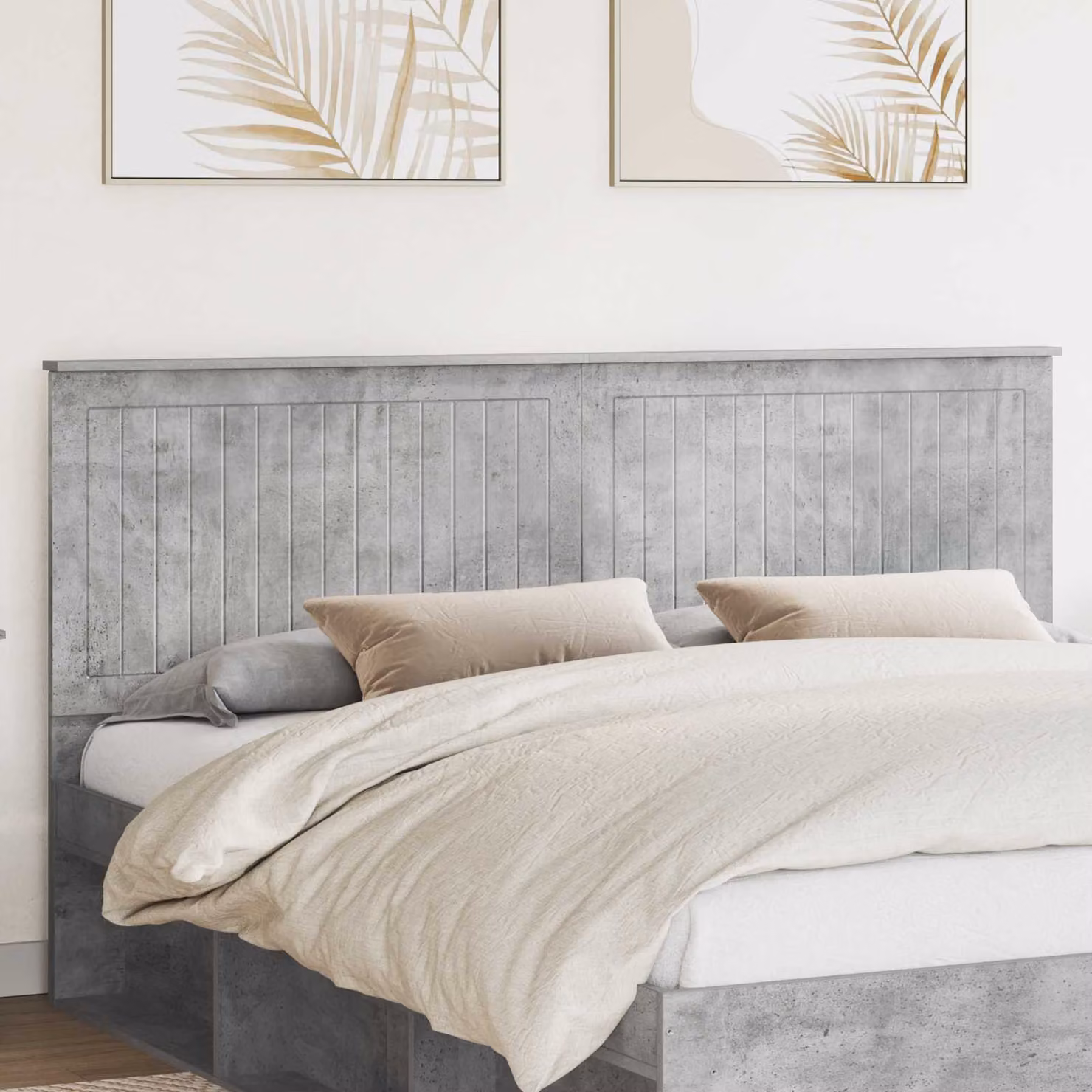 Testiera per letto moderna vidaXL in legno ingegnerizzato, colore grigio cemento