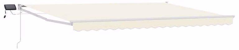 Tenda retrattile manuale con LED Crema e Bianco 4,5 × 3 m