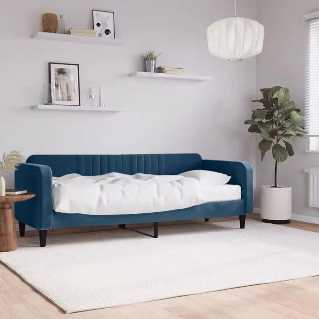 Divano Letto con Materasso-Sofa Letto-Daybed Blu 80x200 cm in Velluto 196691