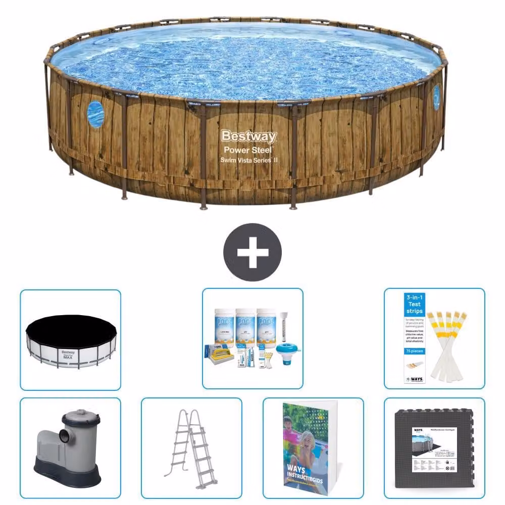 Bestway Power Steel, piscina rotonda - 549x122 cm - composta da 6 parti, modello S581