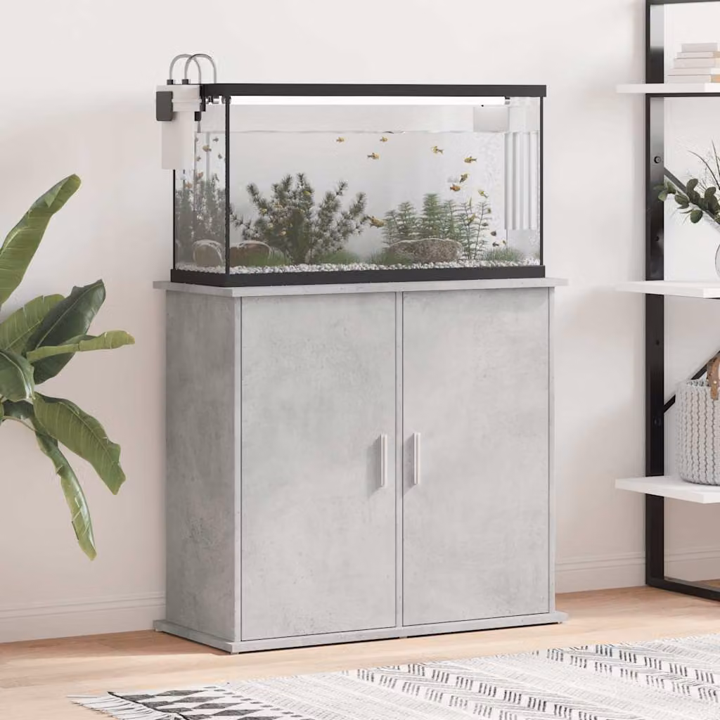 vidaXL Supporto per acquario in cemento grigio in legno ingegnerizzato L: 81 cm, P: 36 cm, H: 73 cm