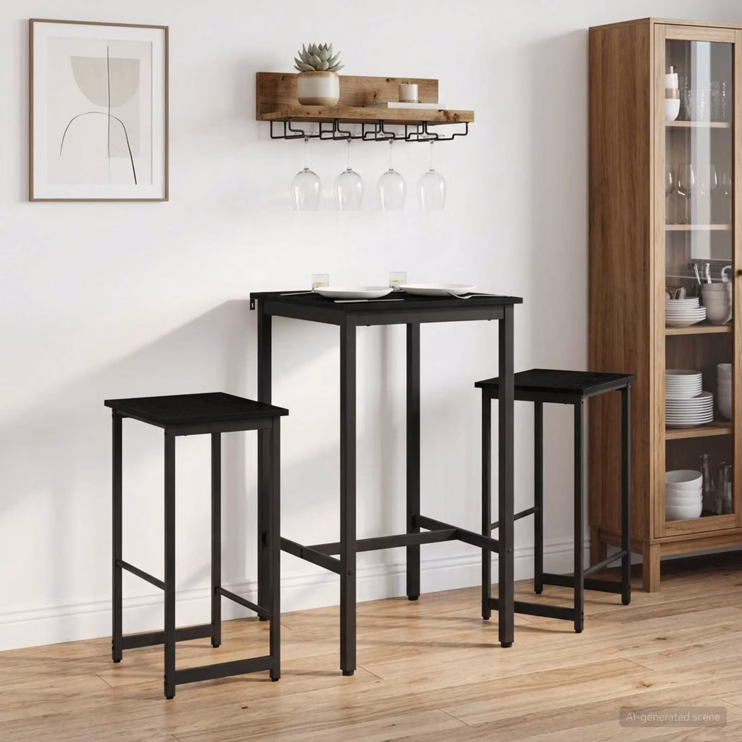 Set di 2 sgabelli da bar moderni vidaXL in nero con finitura opaca L 40 cm x P 32 cm x H 64 cm