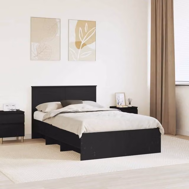 Struttura del letto-Giroletto Nero 120 x 123 cm Legno multistrato 229755