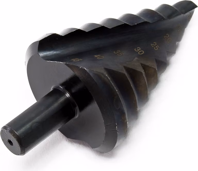 Trapano a gradino Wiltec HSS con rivestimento in titanio, 10-45 mm, trapano conico con rivestimento in titanio, trapano a tazza per acciaio e plastica, trapano a cono, trapano per svasare, trapano per sbavare