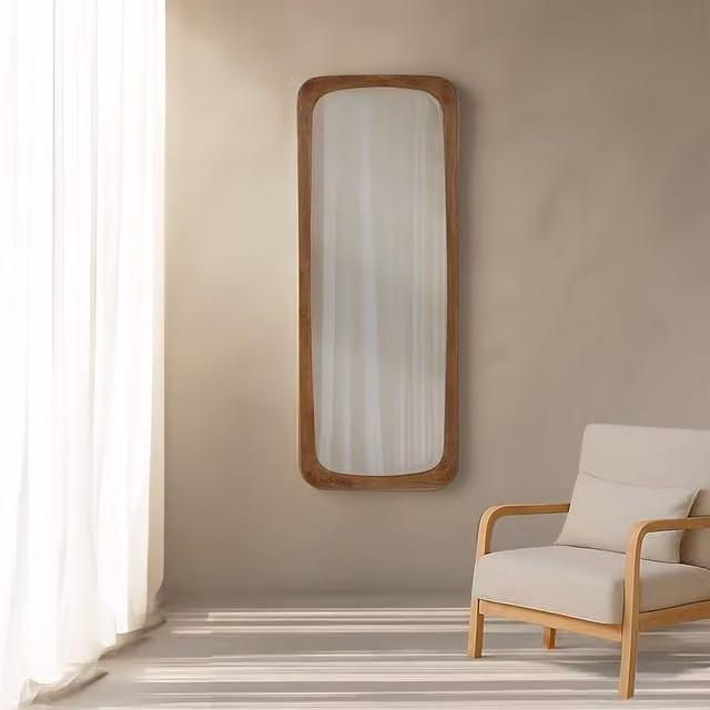 Specchio da parete rettangolare Bahari con cornice in legno di mango marrone – 1