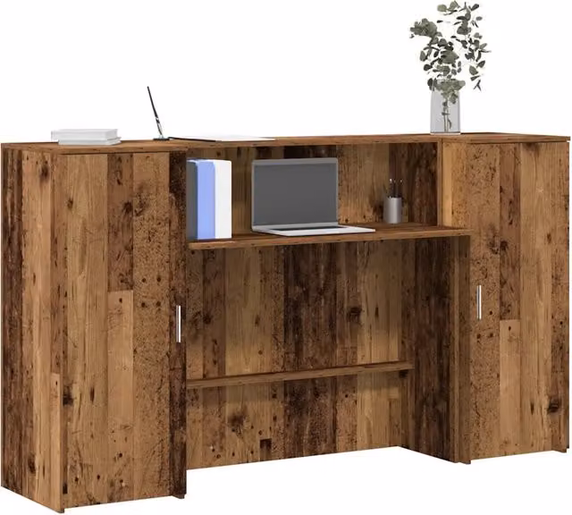 Banco Reception in Legno Rustico Marrone vidaXL L/P/H: 180 x 50 x 103,5 cm