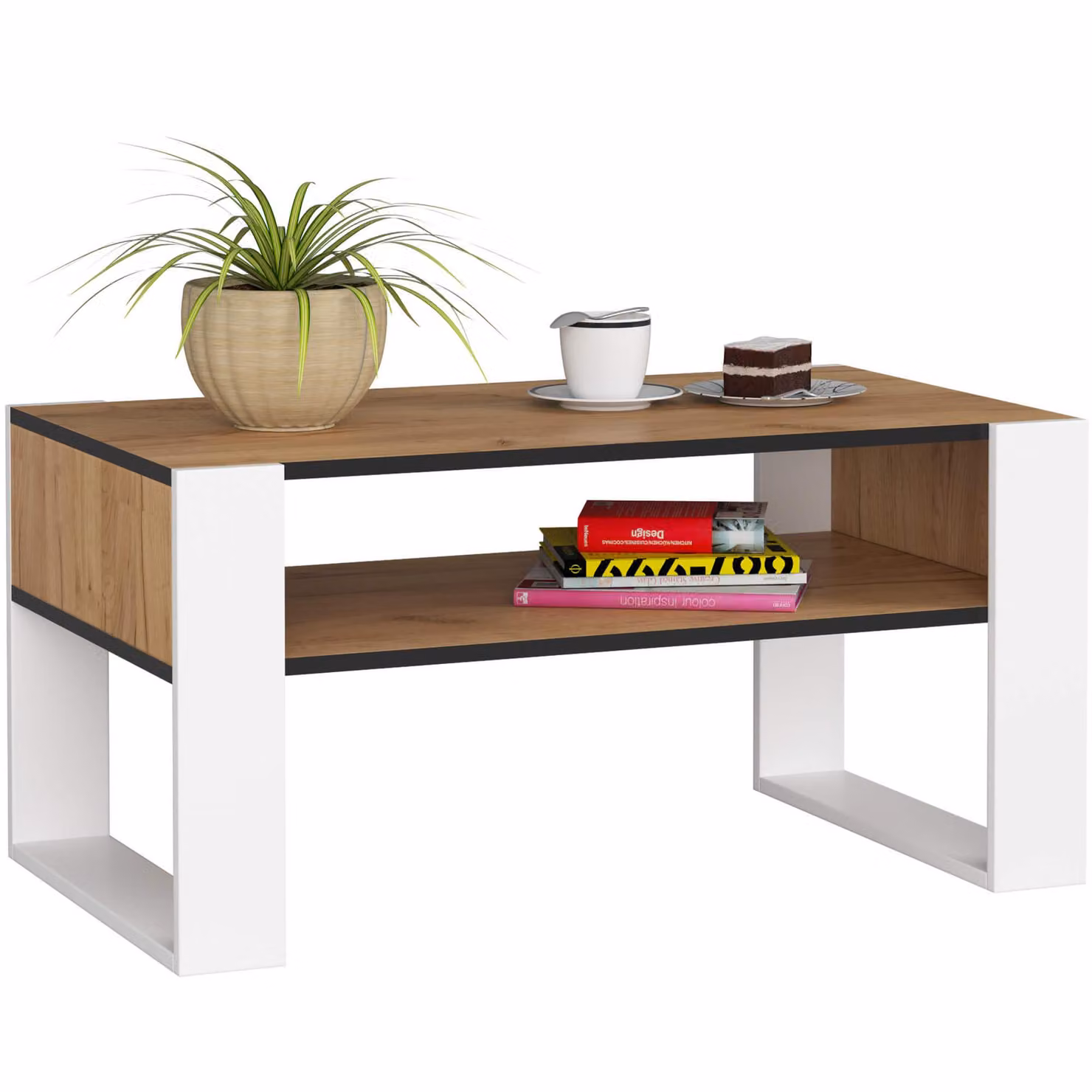 Akord Tavolino Da Salotto Domi Rovere Craft/Bianco 92X53X45 Cm
