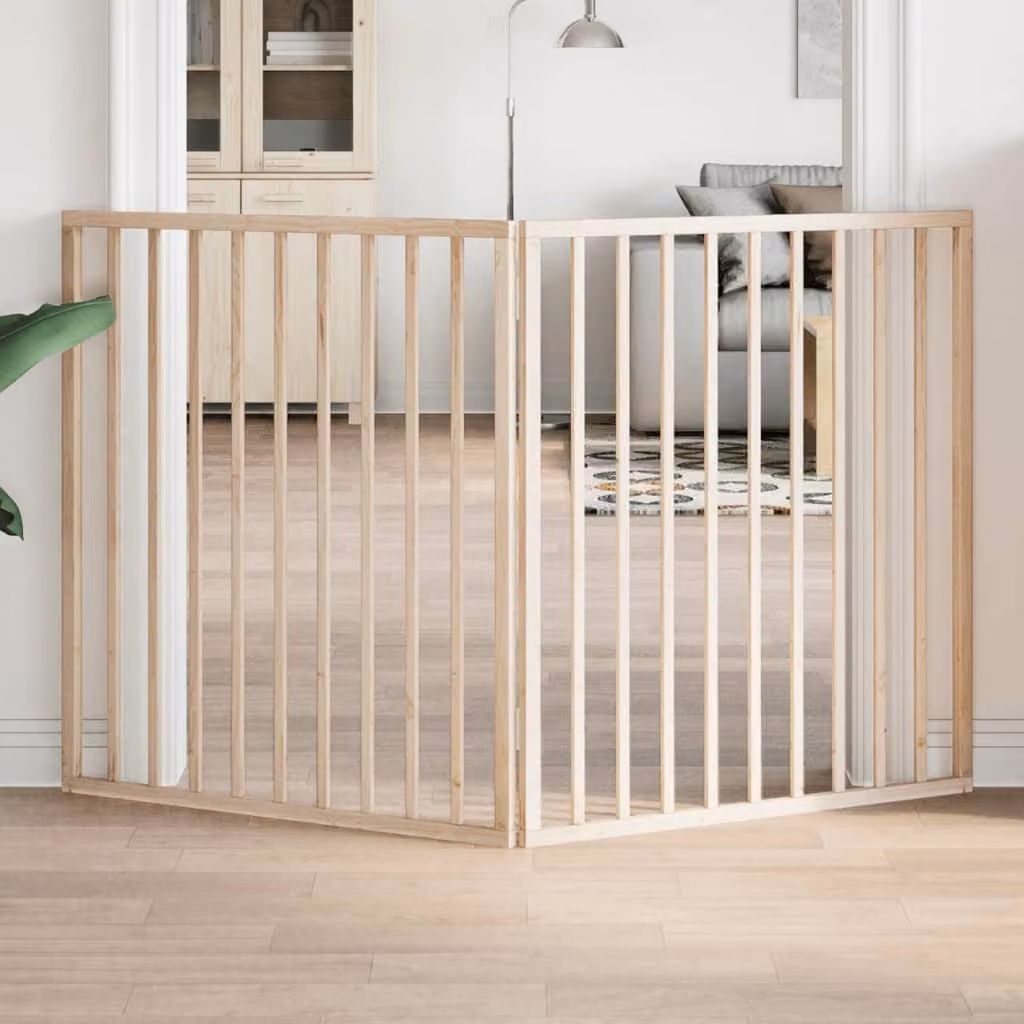 vidaXL Cancelletto per cani pieghevole in legno di pioppo con 2 pannelli, L: 160 cm, Colore beige o marrone
