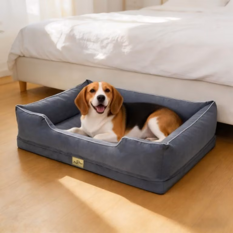 Letto per cani WISFOR, effetto rinfrescante, divano per cani, cuscino per cani, bordi rialzati, impermeabile e lavabile, rivestimento removibile, dimensioni: 94,5 × 67 × 19,5 cm