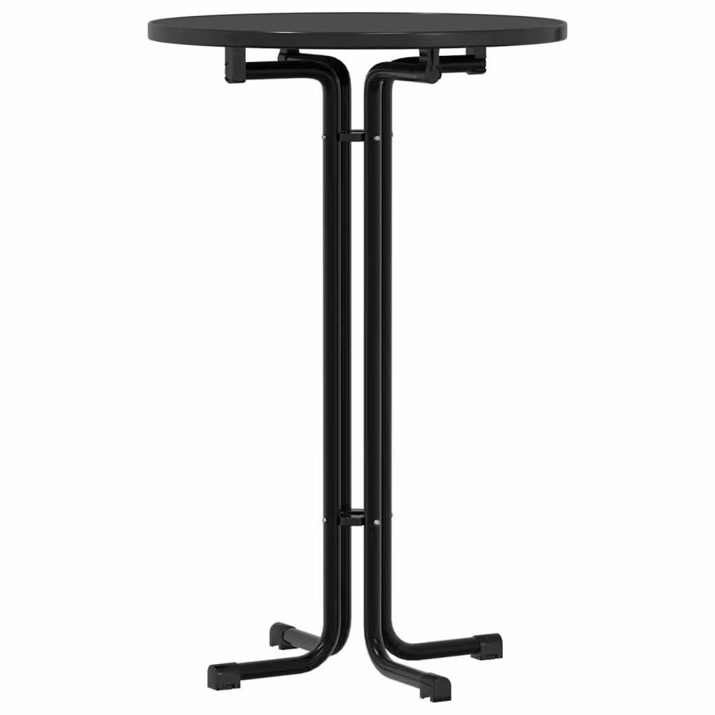 Tavolo da Bar Nero Ø70x110 cm Legno Multistrato e Acciaio