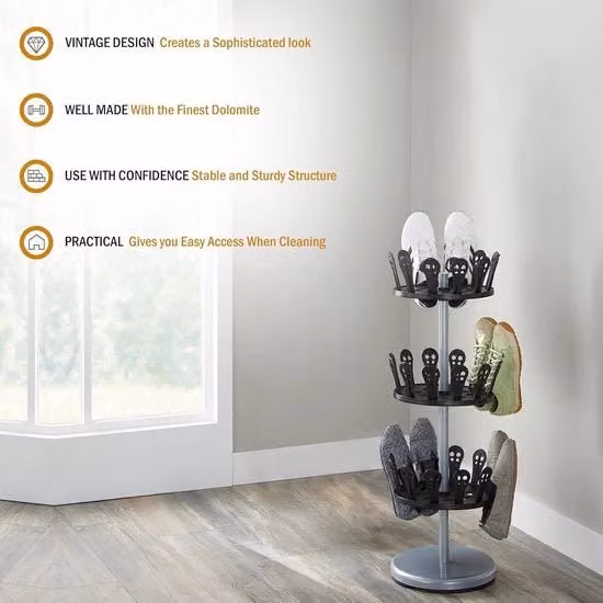 Organizzatore per scarpe girevole Housewares in metallo nero opaco