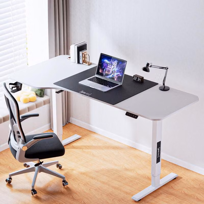 Scrivania regolabile in altezza, da seduto a in piedi – Scrivania elettrica con gestione dei cavi – Bianco, 160x75 cm
